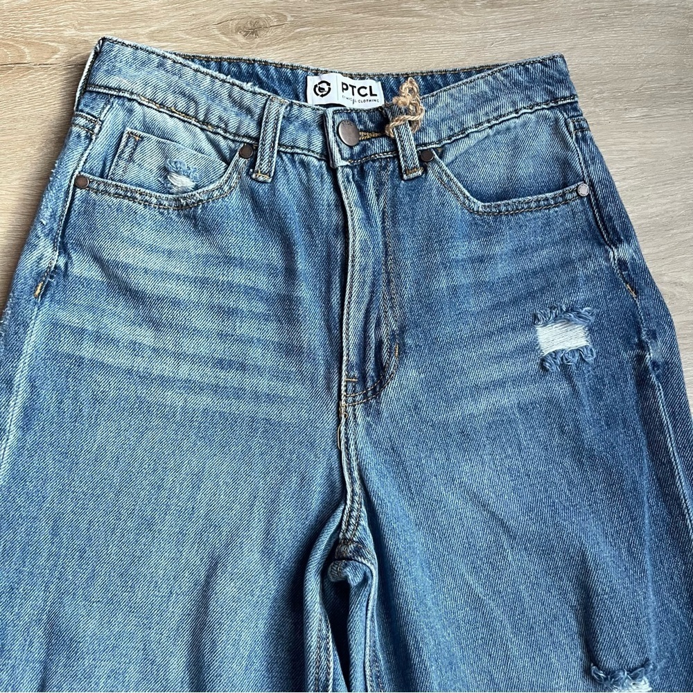 PTCL Wide Leg Jeans Medium Wash Distressed SZ 25 - Picture 3 of 7